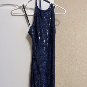Blue sequined formal dress